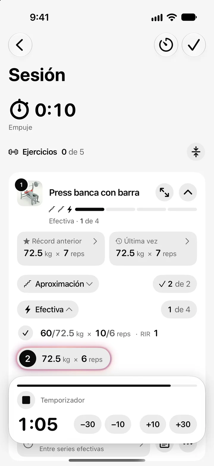 Temporizador de descanso de Aura en cuenta regresiva.